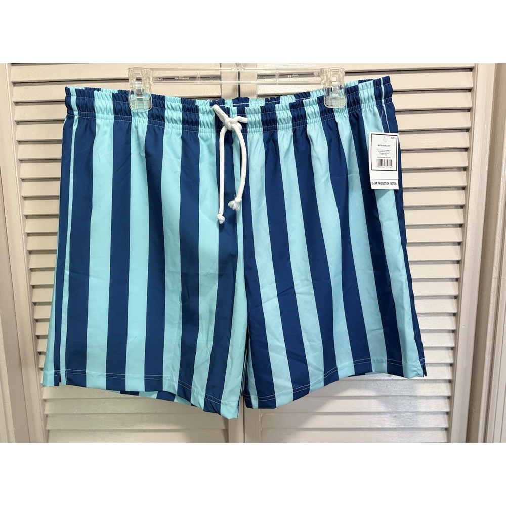 5B‎ Swim Shorts NWT Teal/Blue Mens Size Large Lined Elastic/Tie Waist Pockets